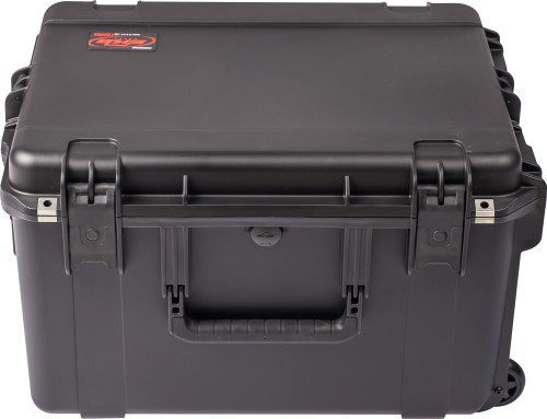 A black case with a handle and two handles.
