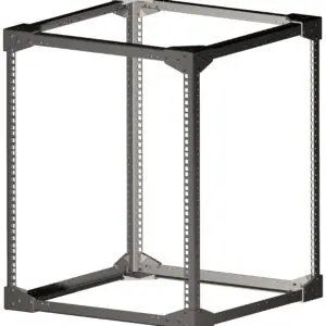 A metal rack with two sides and one bottom.