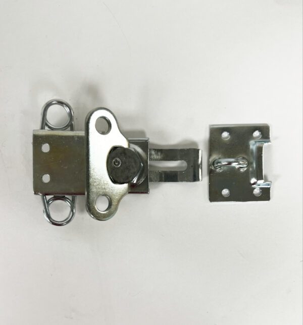 A metal latch with two locks and one lock.