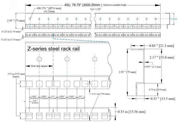 Z series steel rack rail