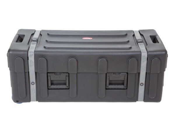 A black case with two handles and one handle on the bottom.