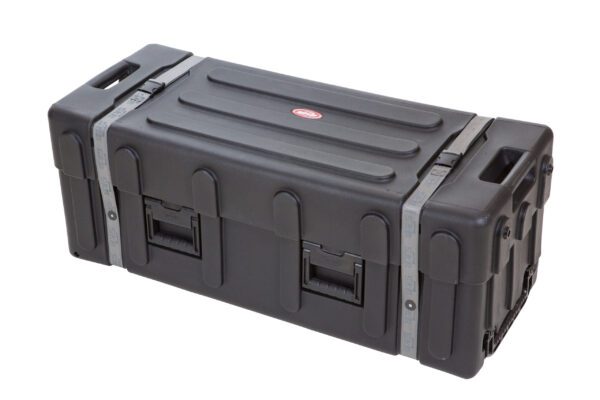 A black case with two handles and wheels.