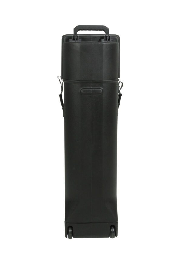 A black case with a handle and strap.