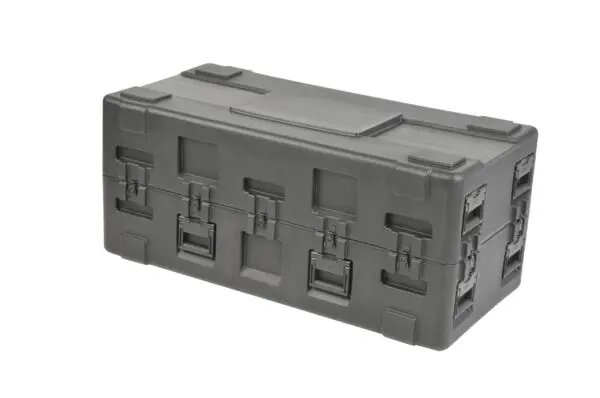 A gray plastic case with four compartments.
