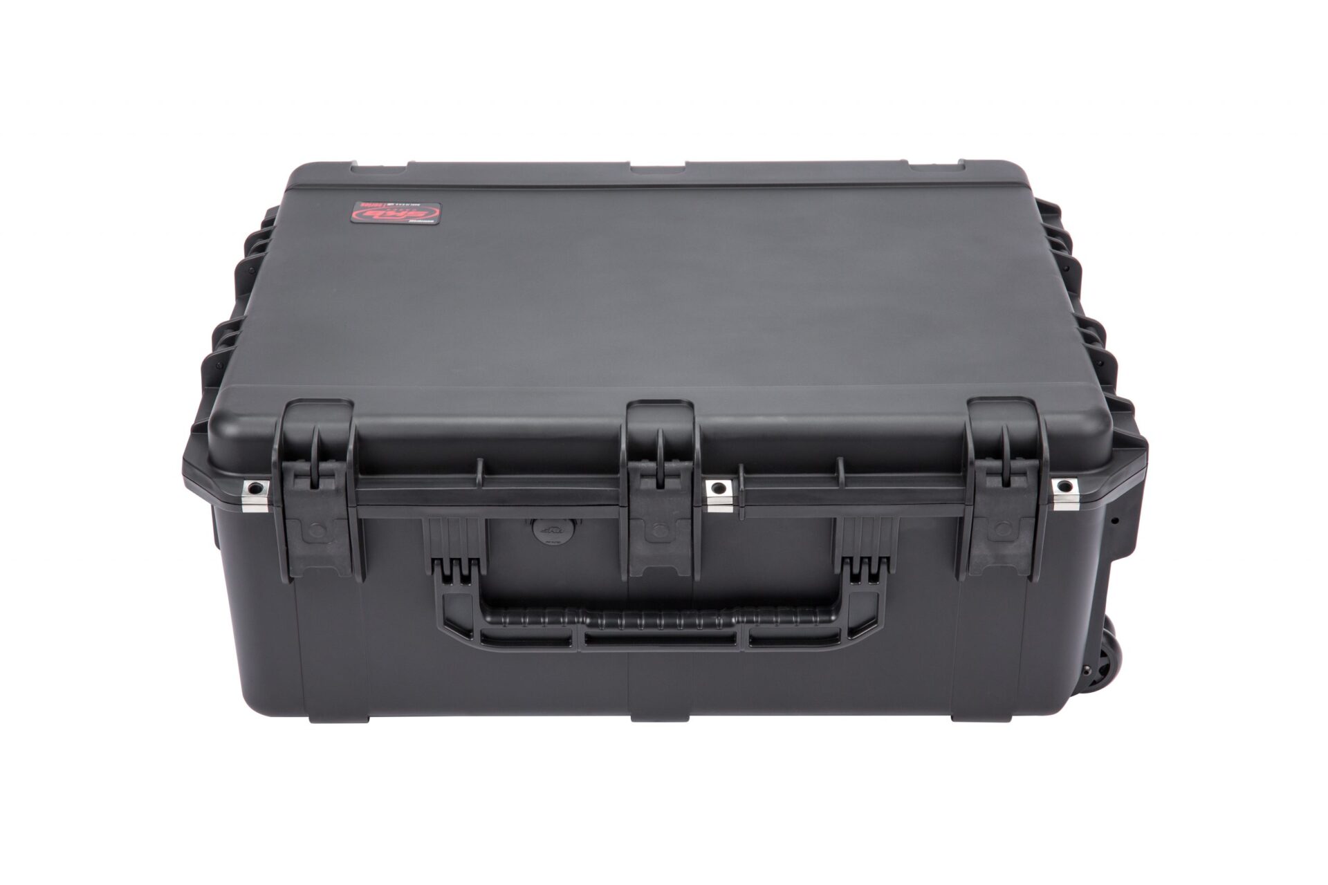 A black case with wheels and handles.