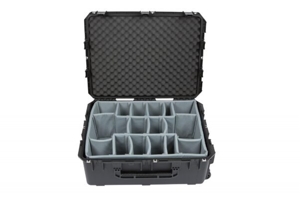 A black case with compartments for many items.
