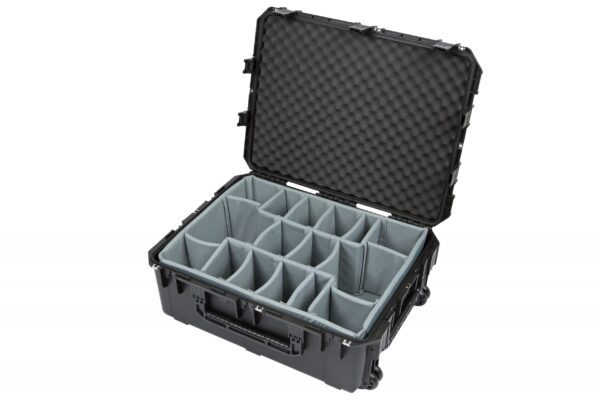 A black case with compartments for storage of items.