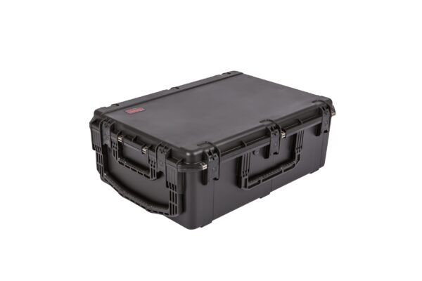 A black case with handles and a handle on the side.