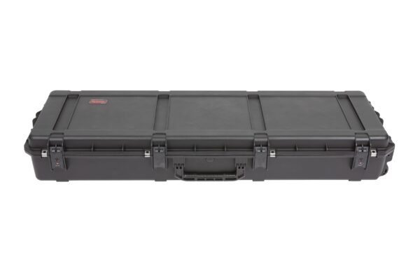 A black case with two handles and one handle missing.