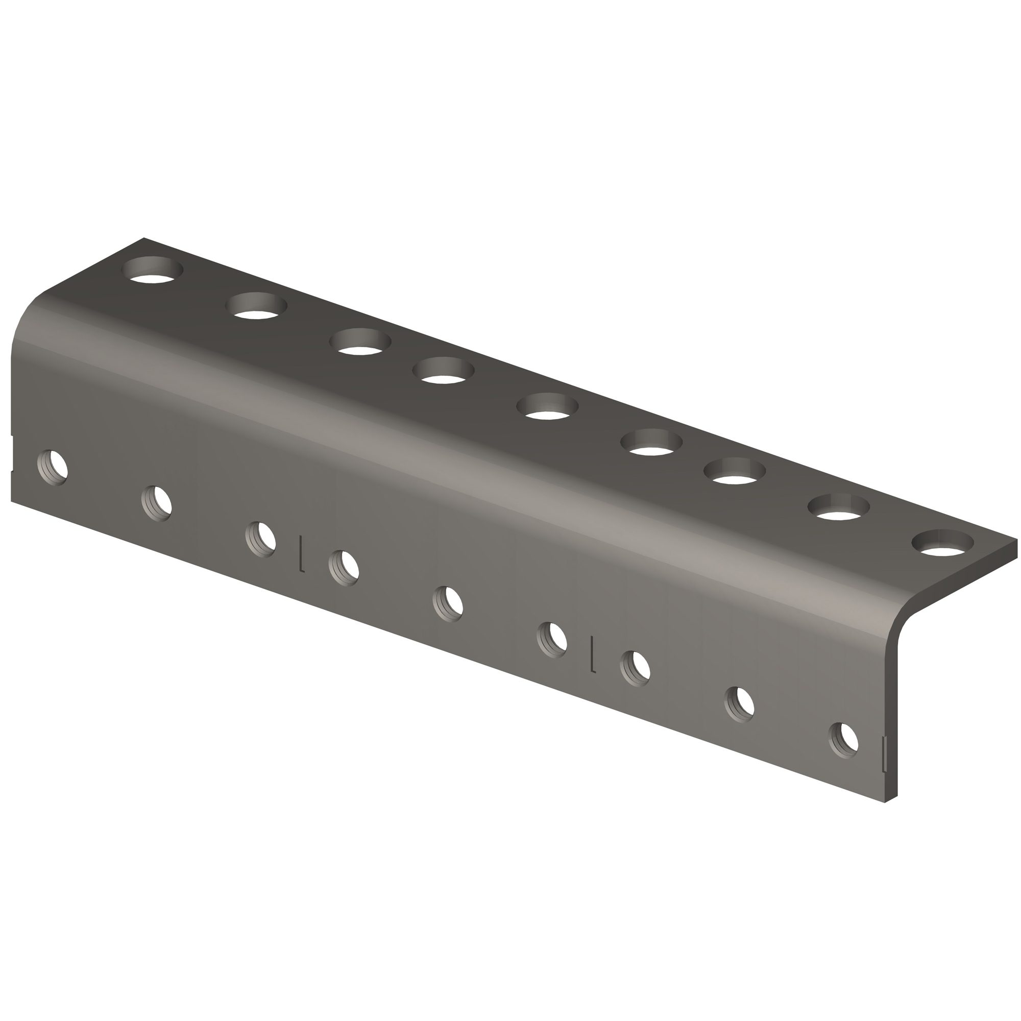 A metal angle with holes in it.