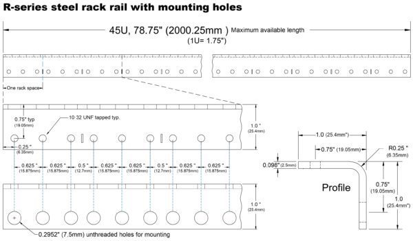 Series steel rack rail